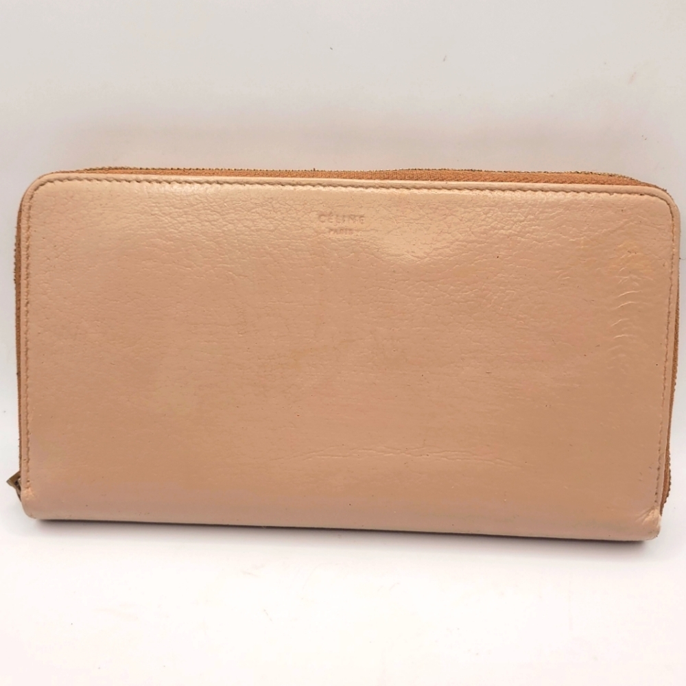 Celine Leather Neutral Continental Zip Wallet